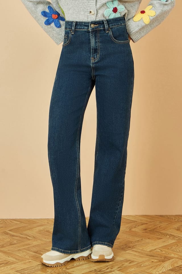 Yumi Yumi Women's Blue Dark Wash Stretch Wide Leg Jeans - 3