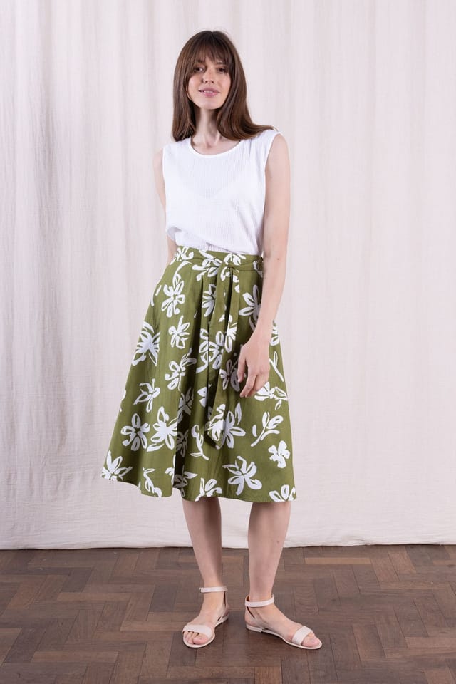 Nomads Clothing Nomads Clothing Women's Womens Cotton Poplin Swing Skirt in Green - 2