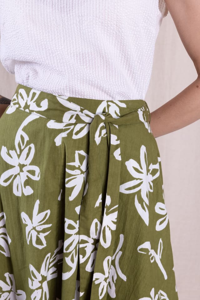 Nomads Clothing Nomads Clothing Women's Womens Cotton Poplin Swing Skirt in Green - 3