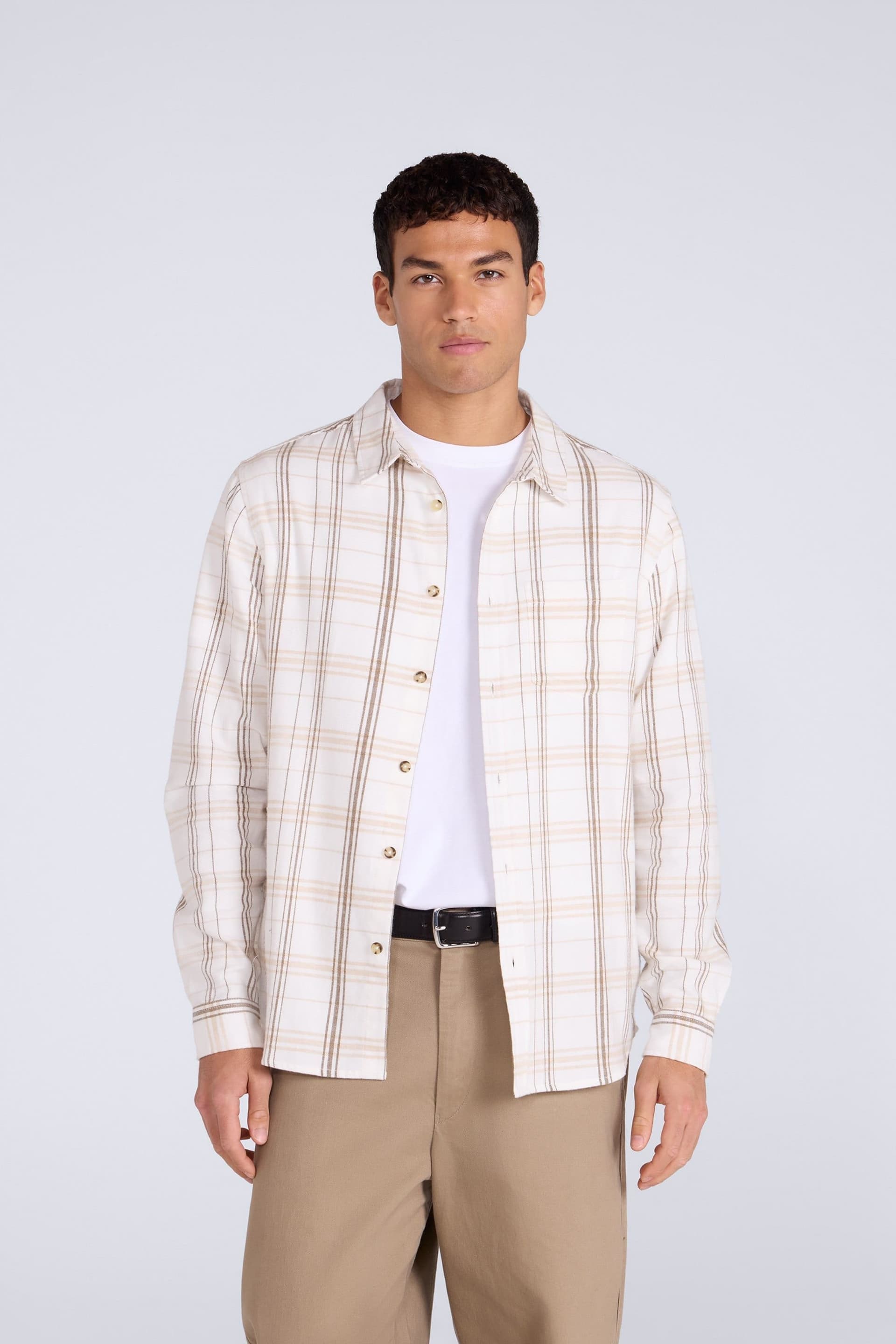 Animal Animal Men's Light Beige Cotton Check Flannel Shirt