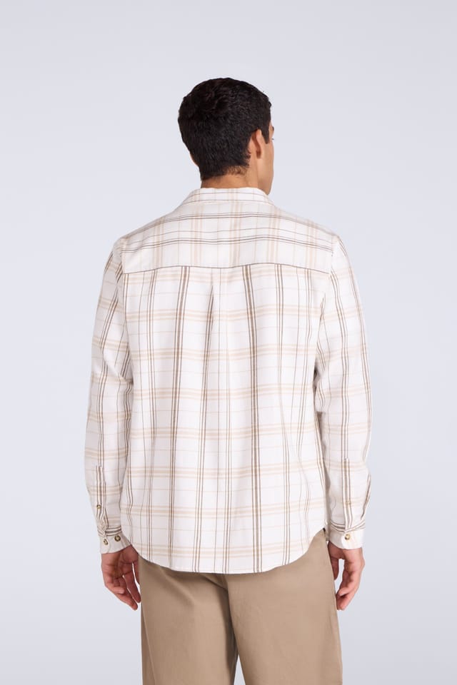 Animal Animal Men's 'Cove' Cotton Check Flannel Shirt Stylish Lightweight Button Down Top in Light Beige - 3