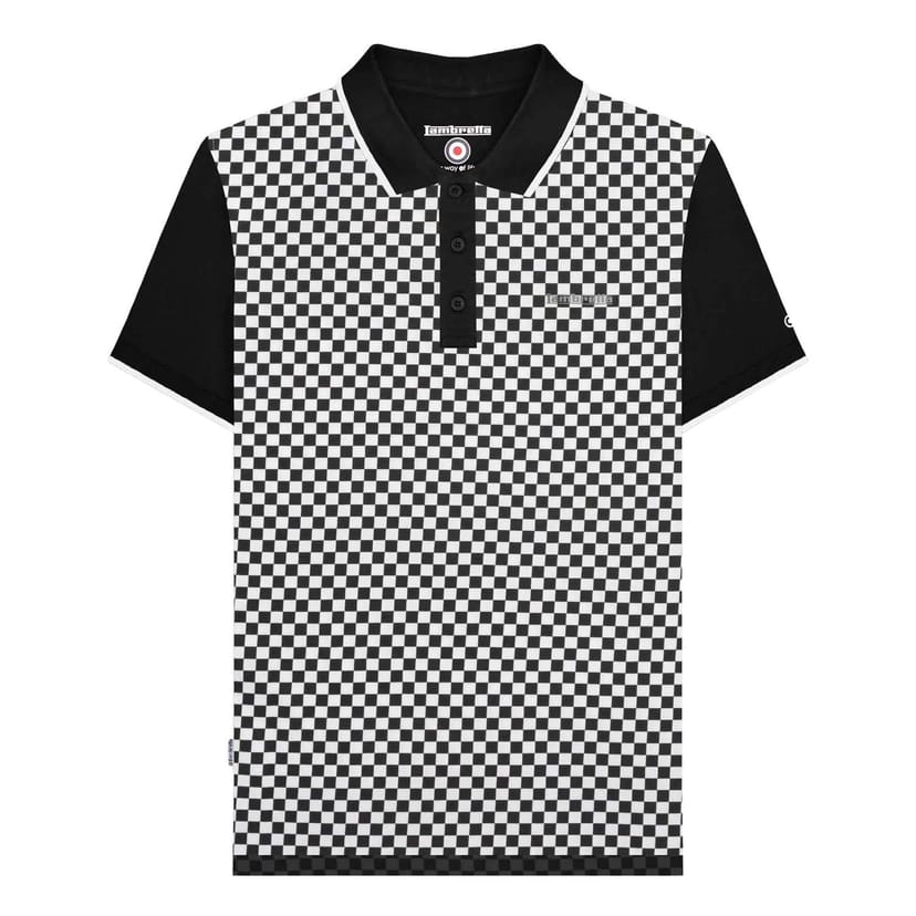 Lambretta Lambretta Men's Two Tone All-Over Print Polo Shirt in Jet Black - 1