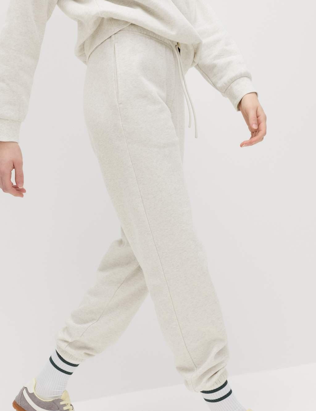 Marks & Spencer M&S Cotton Rich Cuffed Joggers Grey Marl