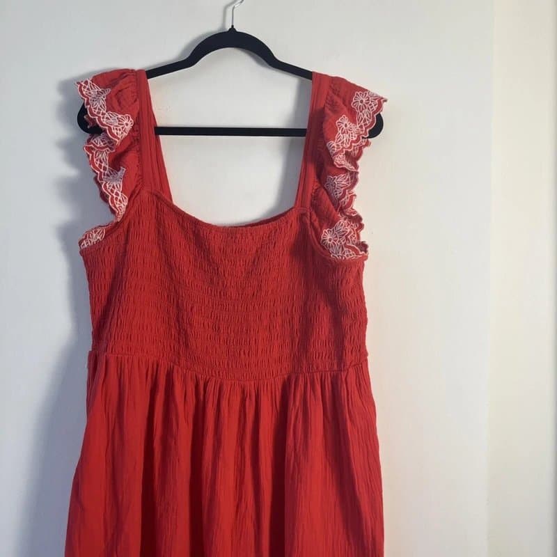 New Look New look - shirred embroidered dress - size 18 - red