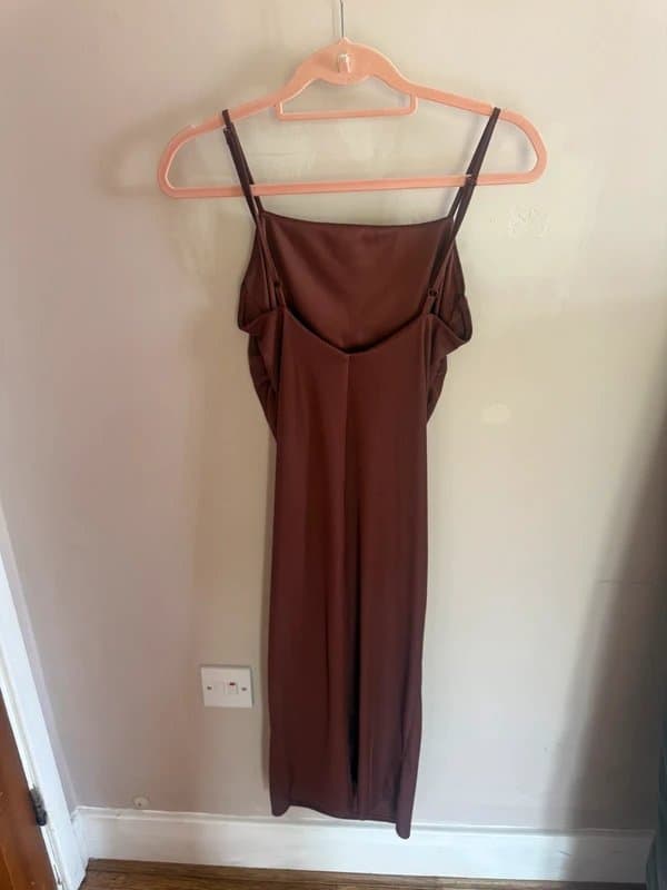 New Look Chocolate Brown Ruched Midi Dress.