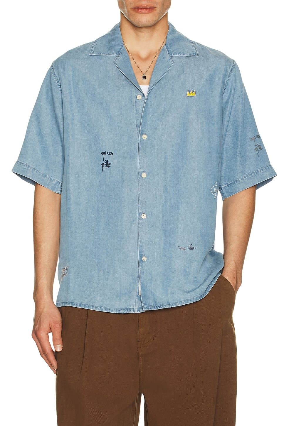 revolve Basquiat Relaxed Fit Short Sleeved Shirt in Washed Indigo