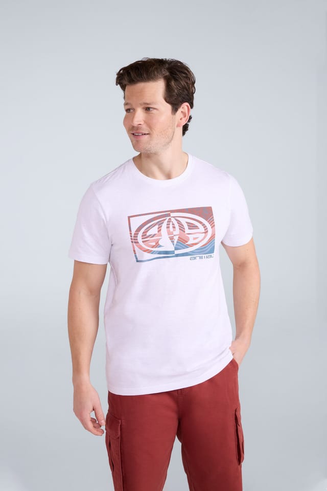 Animal Animal Men's 'Jacob' Short Sleeve Relaxed Fit Lightweight Casual Cotton T-Shirt in White - 2