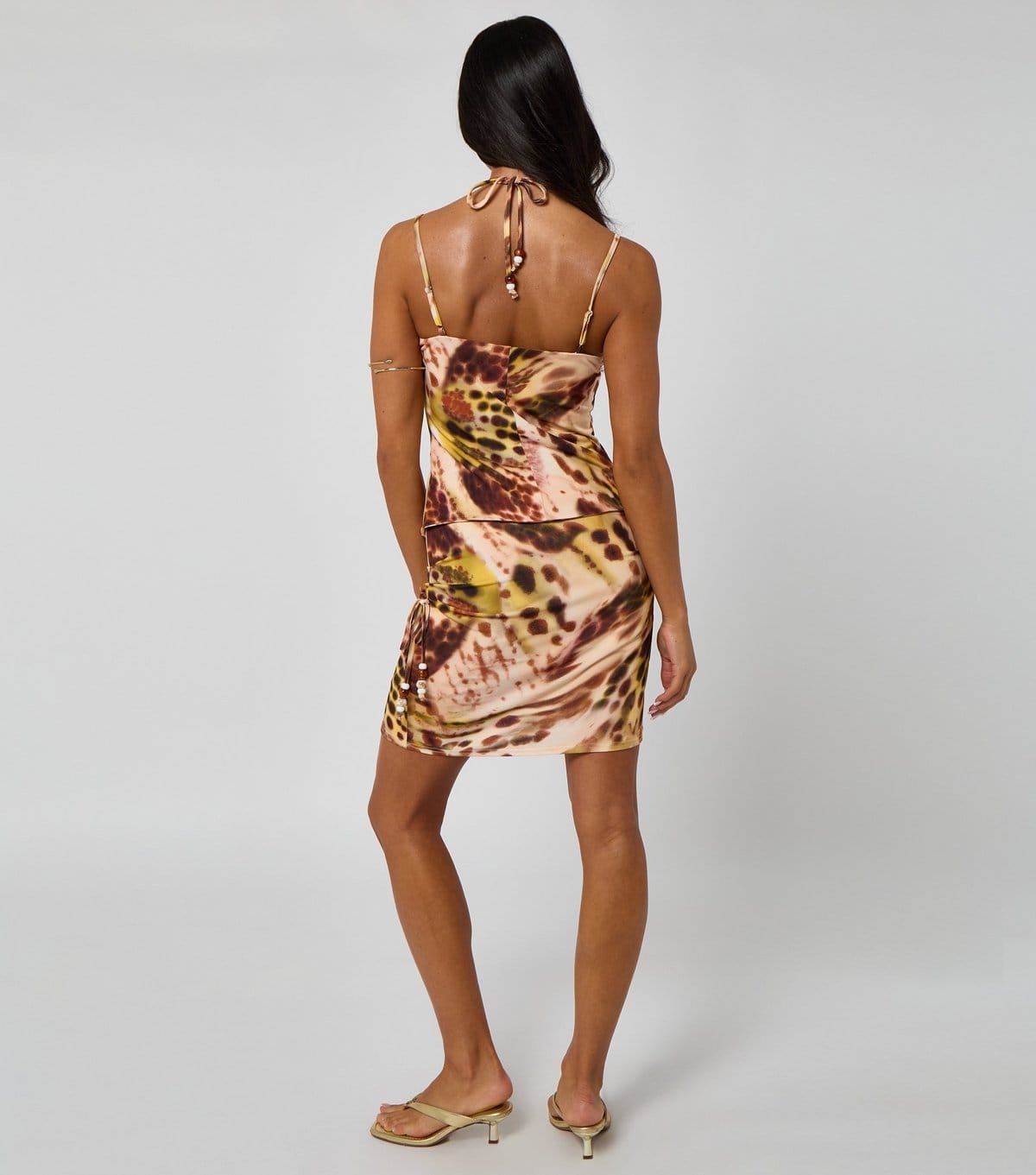 Urban Bliss Women's Brown Pattern Ruched Beaded Mini Skirt Urban Bliss New Look - 4