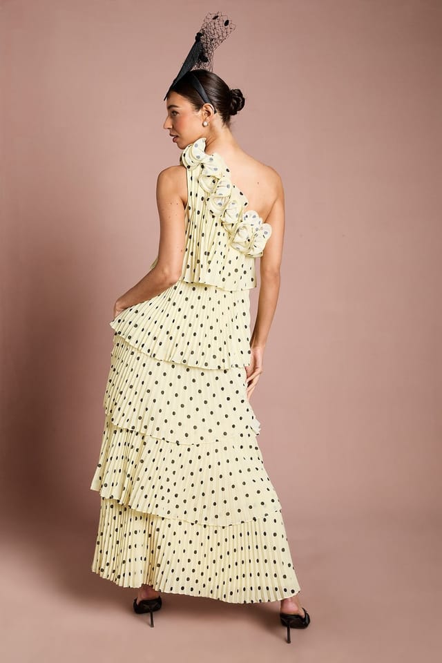 Coast Coast Women's Lisa Tan 3D Floral Spot Print Tiered Maxi Dress in Butter - 3