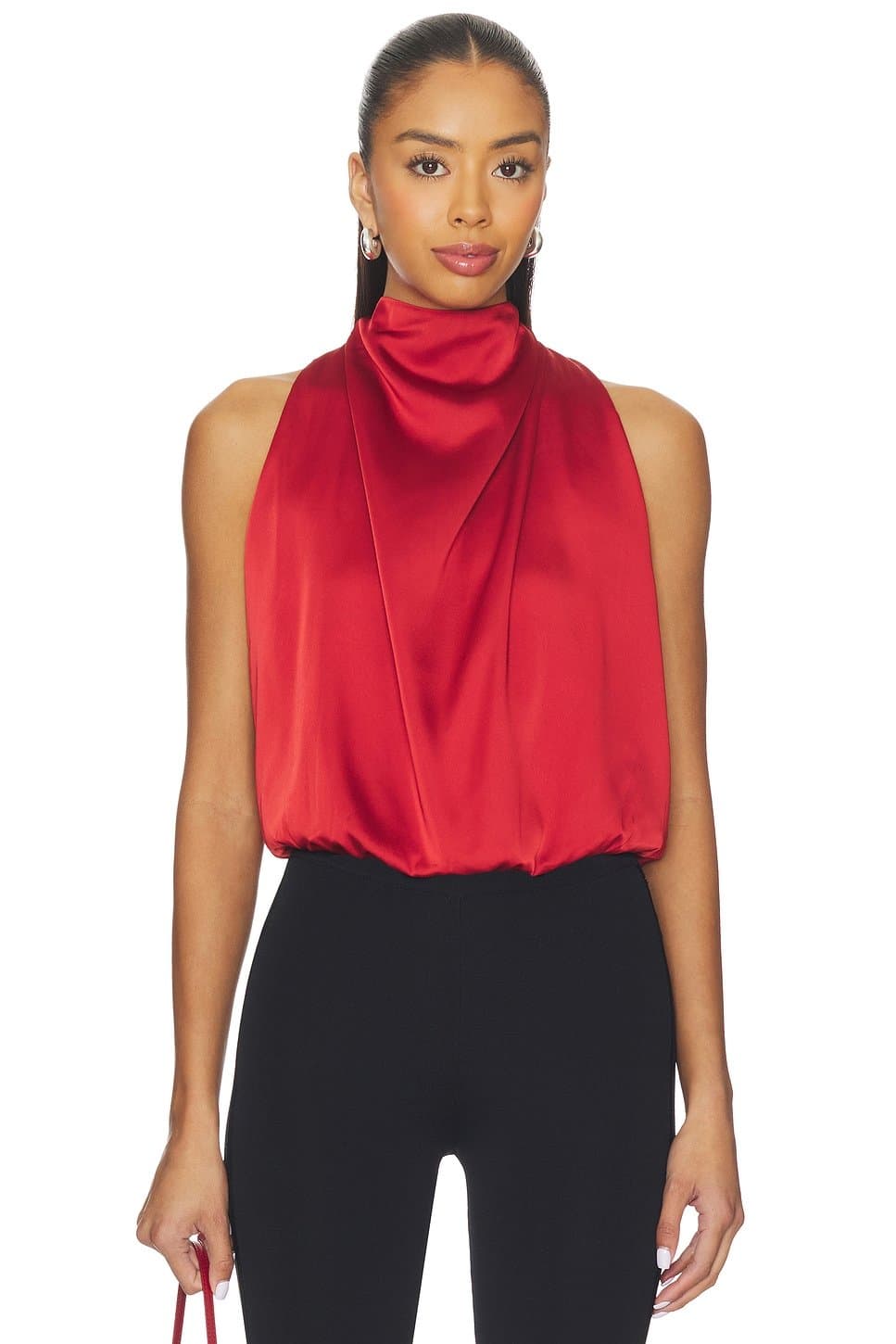 revolve ASTR the Label Rust Silk Halter Top