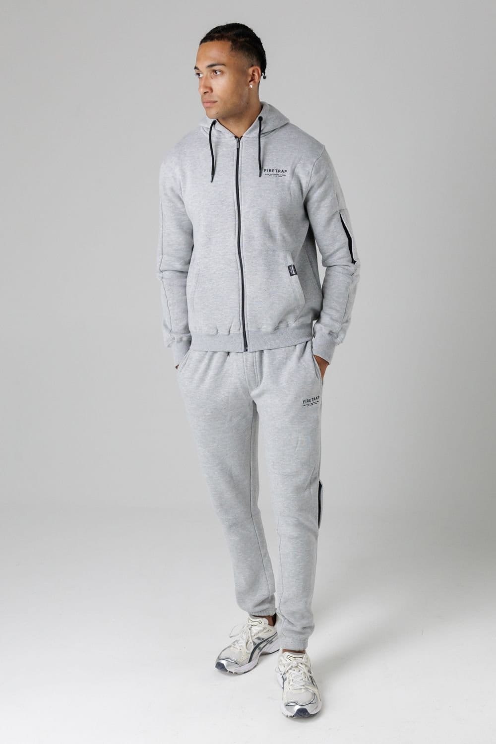 Firetrap Firetrap Men's Regular Fit Cotton Blend Fleece Joggers with Drawstring Waist in Light Grey - 4