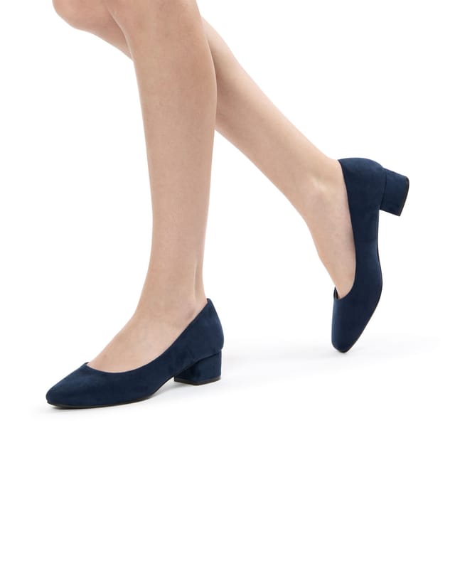Paradox London Paradox London Women's Gretchen' Wide Fit Square Toe Block Heel Court Shoes in Navy - 2