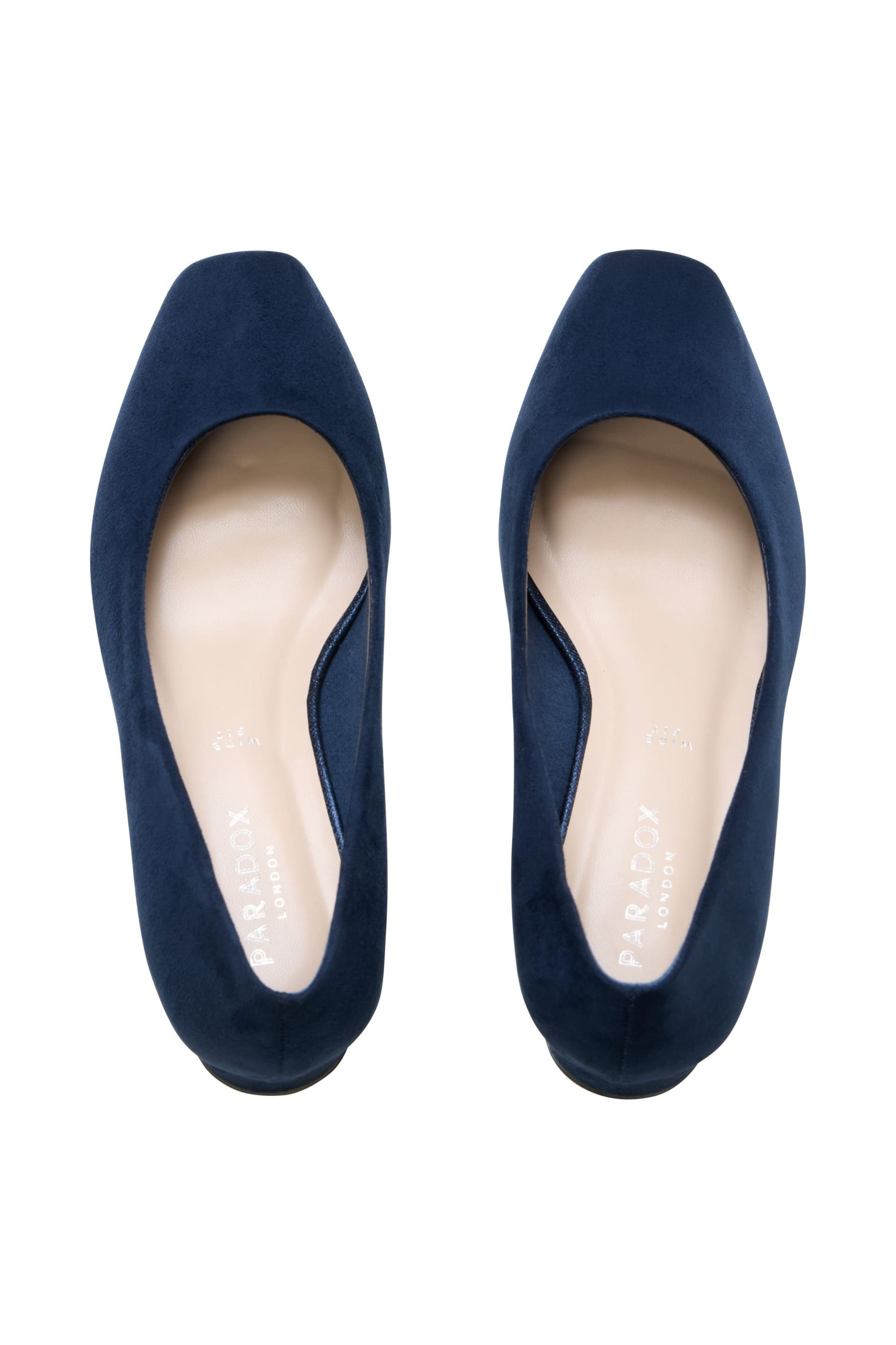 Paradox London Paradox London Women's Gretchen' Wide Fit Square Toe Block Heel Court Shoes in Navy - 4