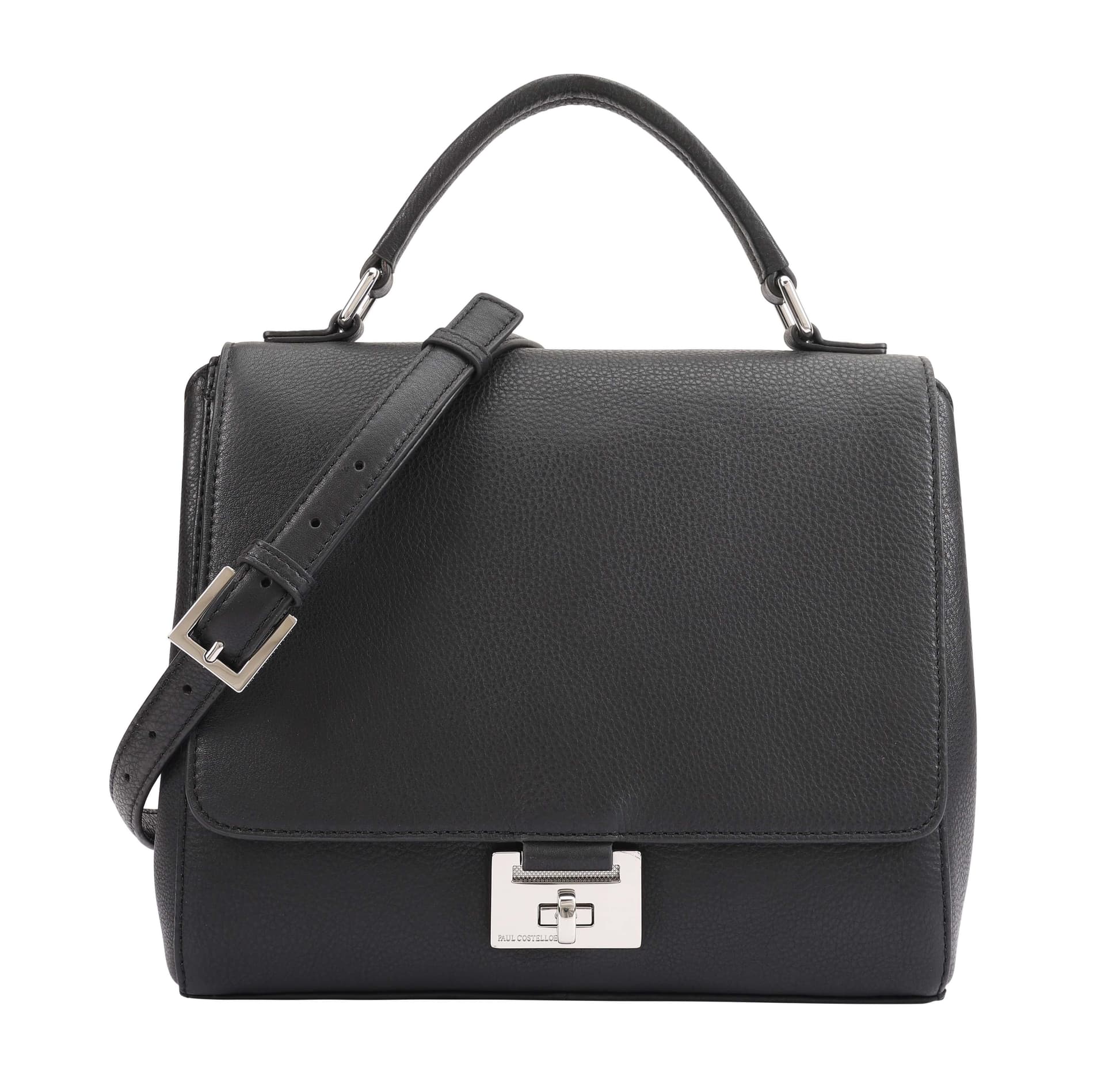 Paul Costelloe Paul Costelloe Jet Black Leather Shoulder Bag