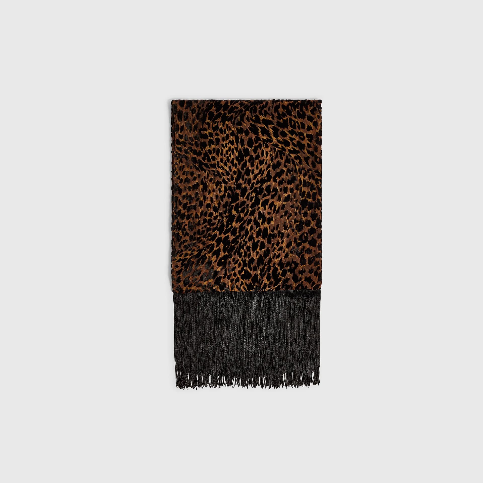 River Island River Island Womens Brown Velvet Leopard Print Tassel Scarf