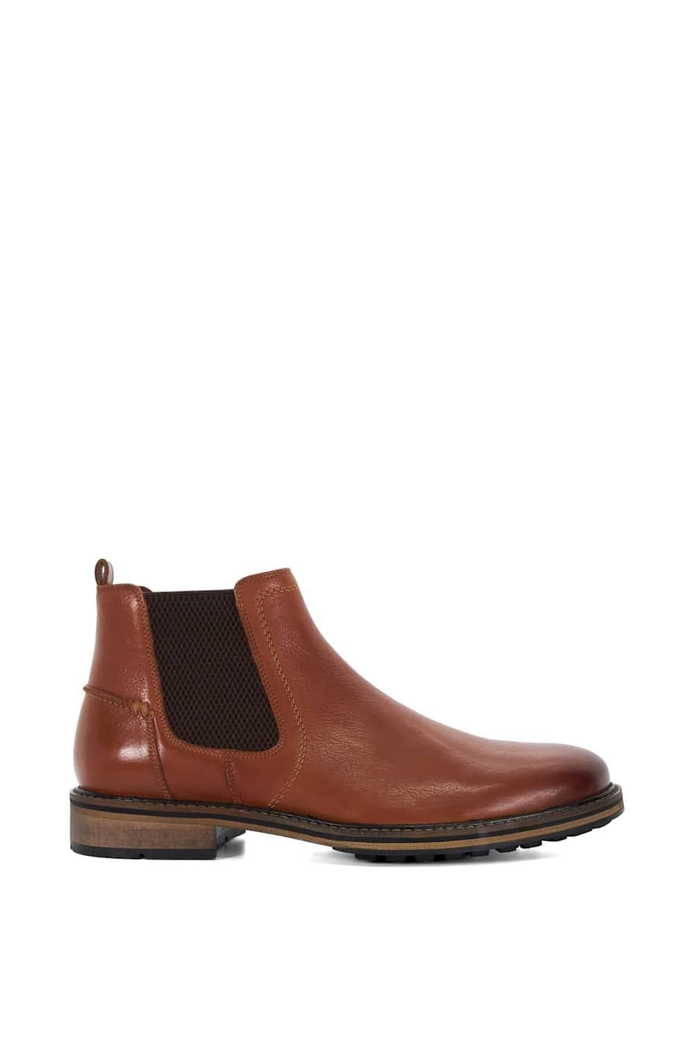 Dune London Dune London Men's Wide Fit 'Chorleys' Leather Chelsea Boots in Brown
