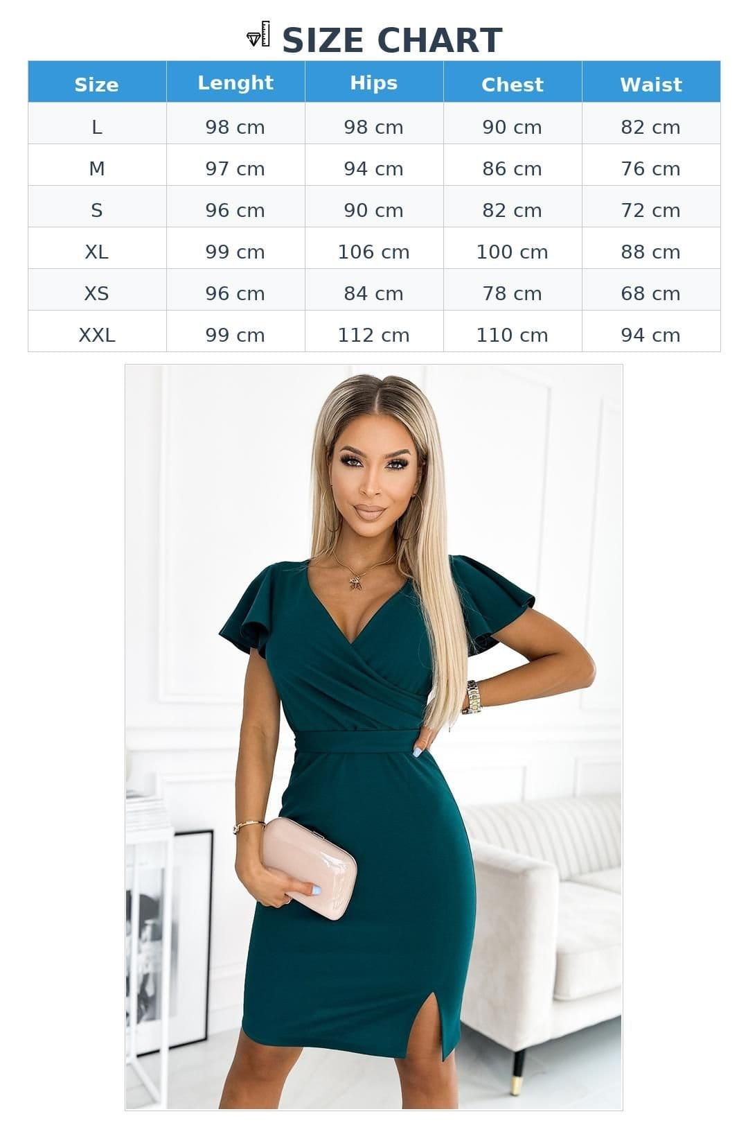 Love Lace Love Lace Women's Cocktail Dress Envelope Neck Belt Slit in Green - 4