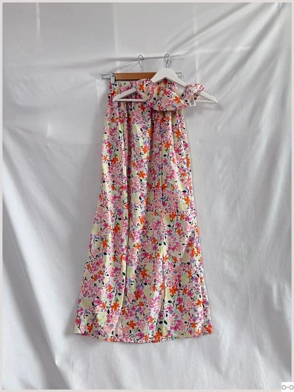 ASOS Design Floral Bandeau and Split Leg Trouser Co-ord Set