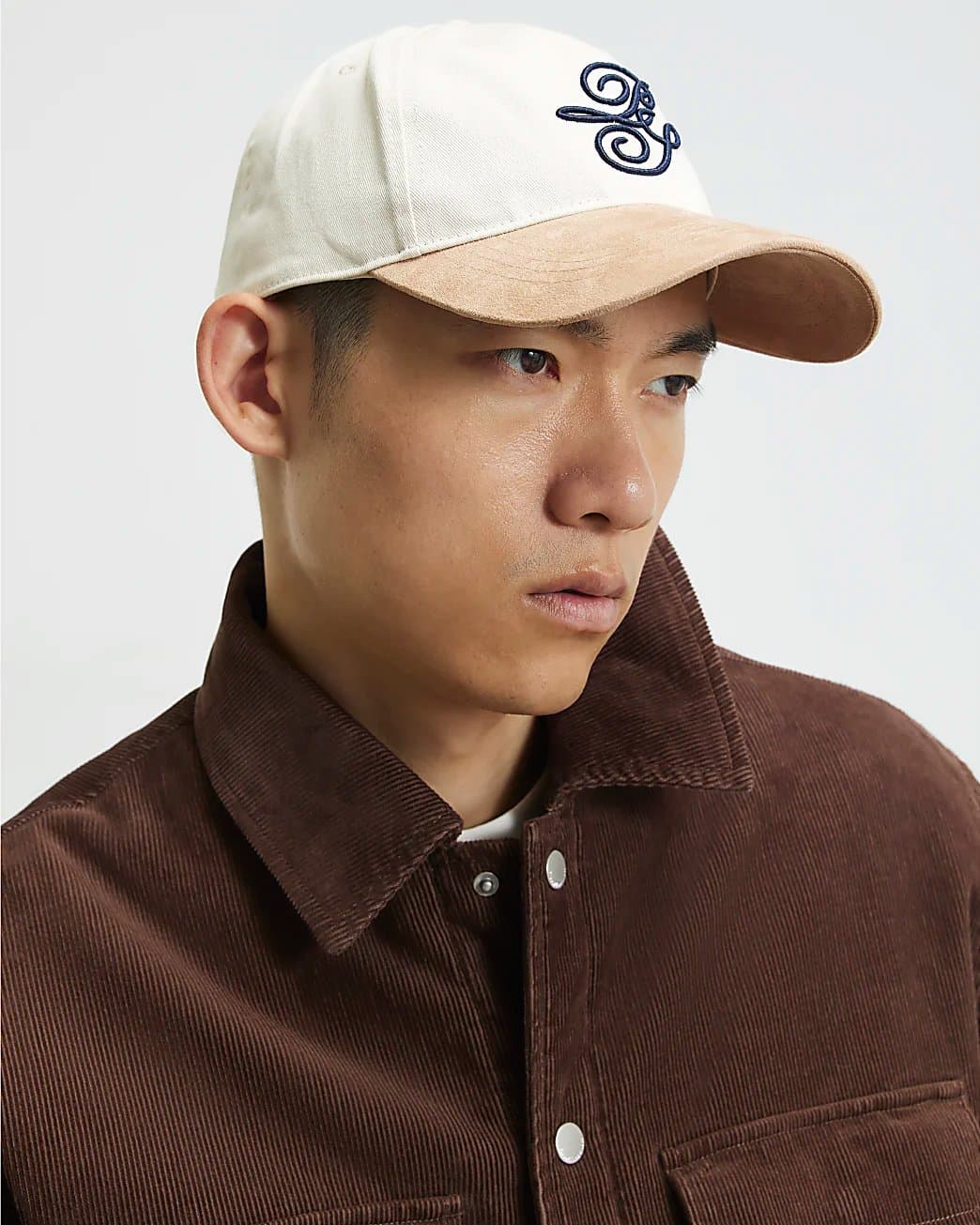River Island Mens River Island Beige Script Embroidery Cap