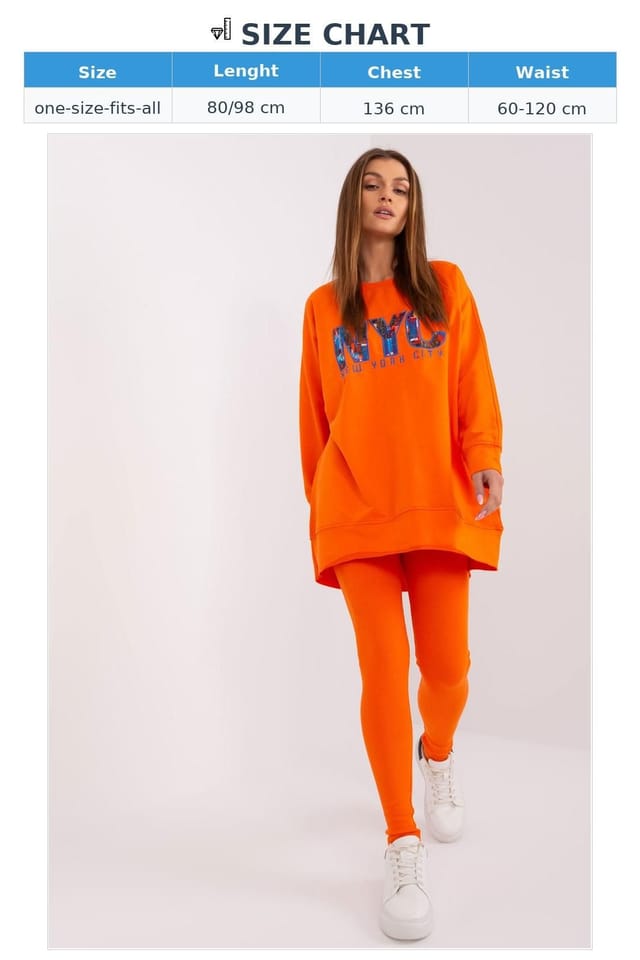 Love Lace Love Lace Women's Cotton Stretch Hoodie & High Waist Leggings Set in Orange - 3