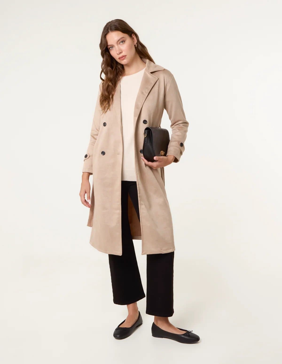 Blue Vanilla Suede Button Trench Coat