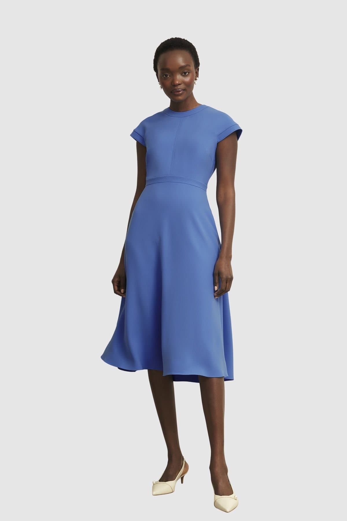 Hobbs London Hobbs London Women's Hallie Flared Midi Dress in Cobalt