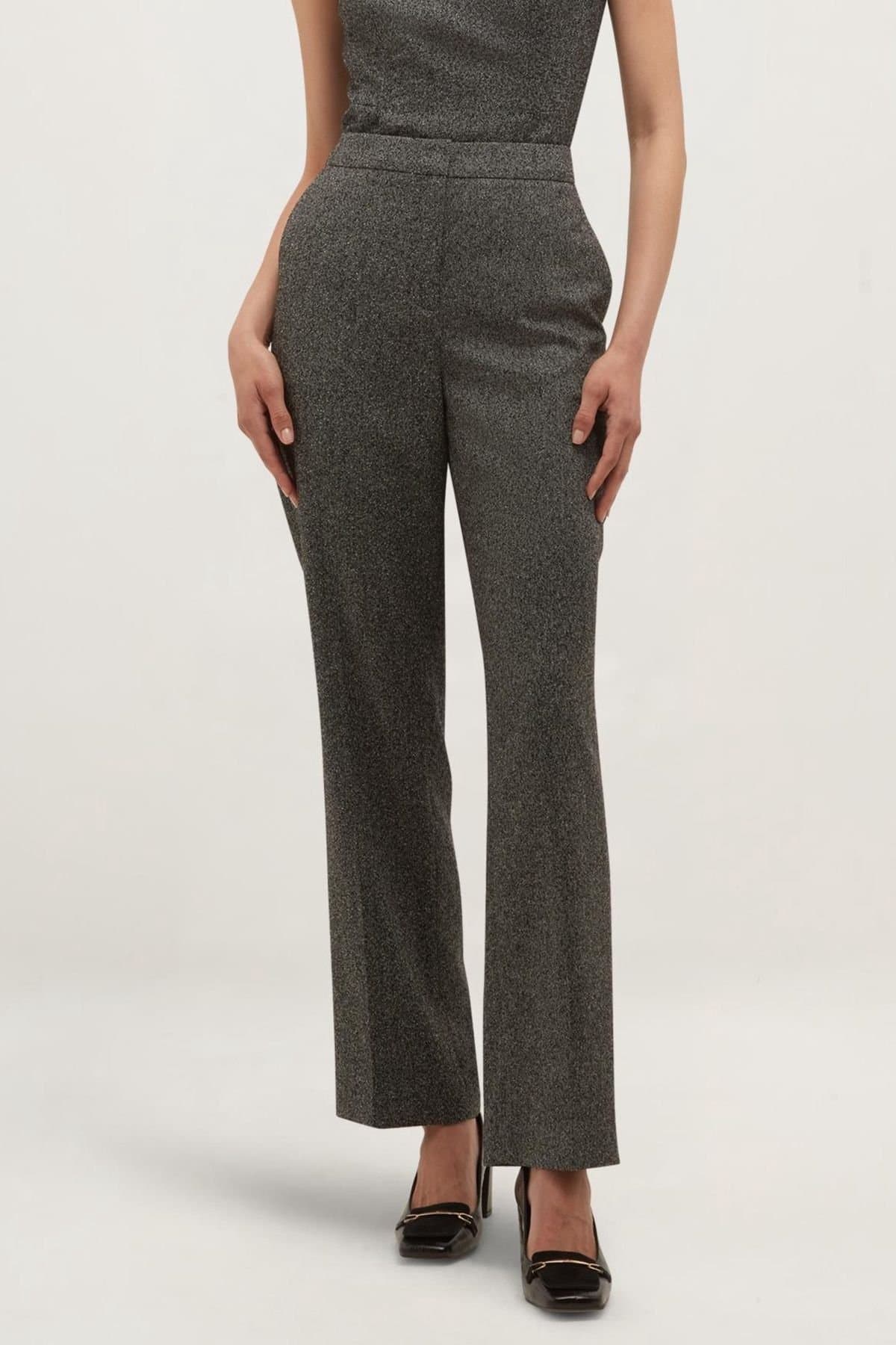 Hobbs London Hobbs London Women's Jasmina Herringbone Straight Trousers in Charcoal
