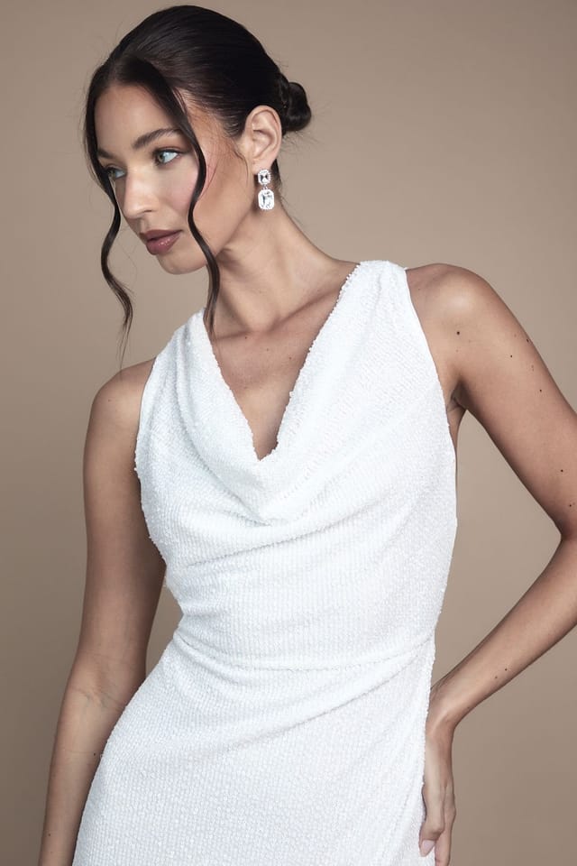 Oasis Oasis Women's Sequin Cowl Neck Maxi Wedding Dress in Ivory - 3