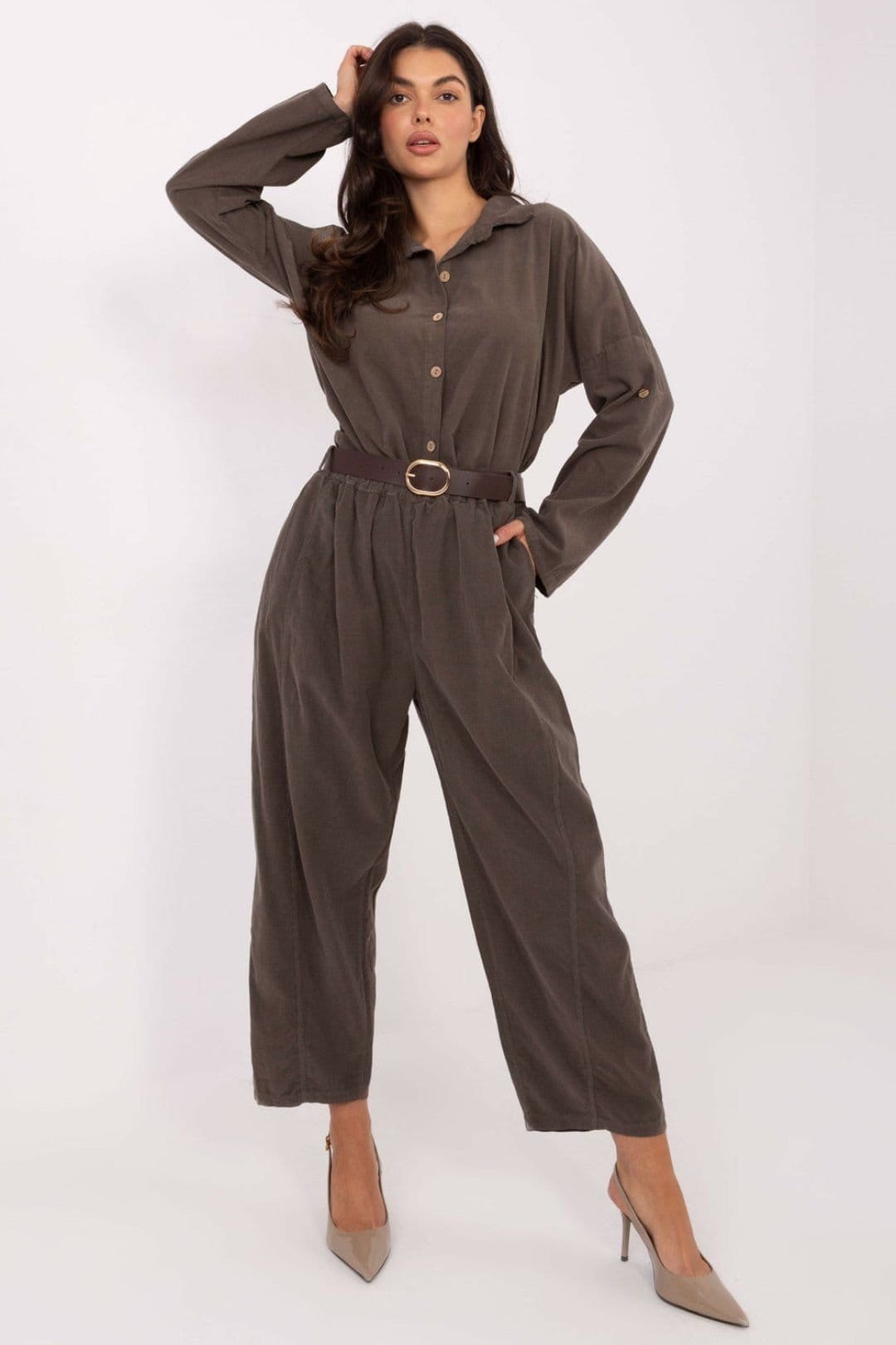 Love Lace Olive Corduroy Wide Leg Jumpsuit
