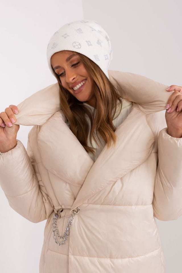 Love Lace Love Lace Women's Warm Winter Cashmere Beanie Hat with Rhinestone Decoration Style in White - 2