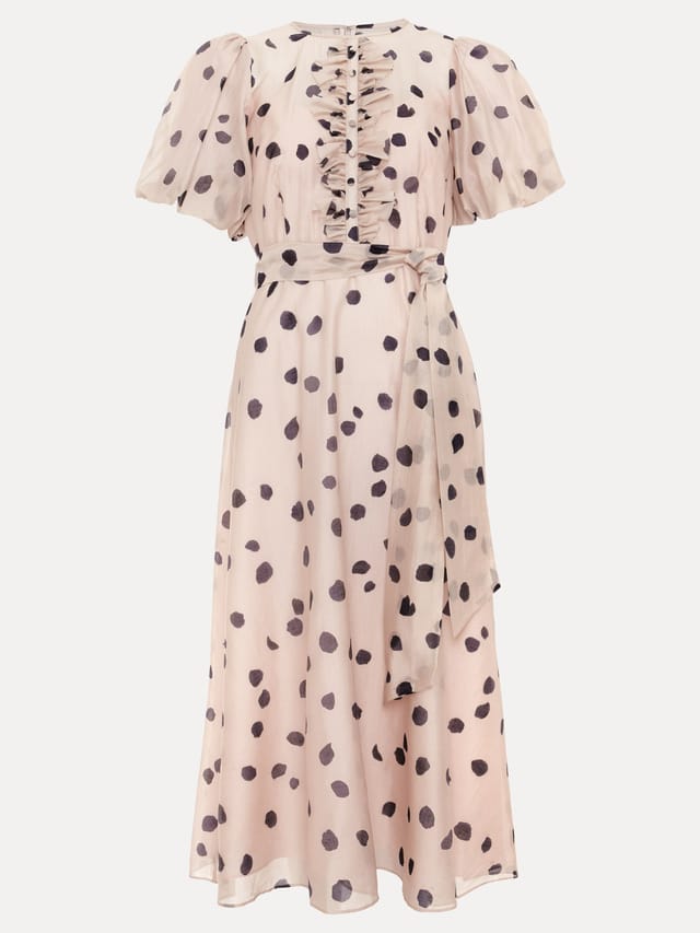 Phase Eight Phase Eight Women's Nicola Ruffle-Front Midi Dress in Pale Pink - 2