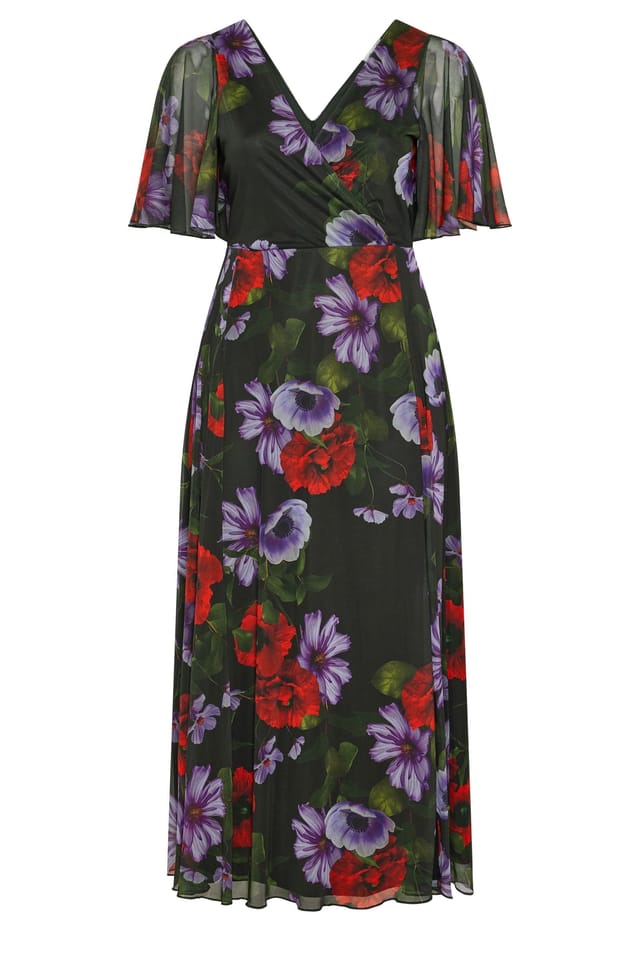 Yours Yours Women's Floral Wrap Maxi Dress in Black - 2
