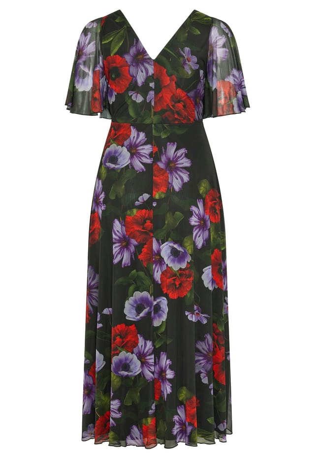 Yours Yours Women's Floral Wrap Maxi Dress in Black - 3