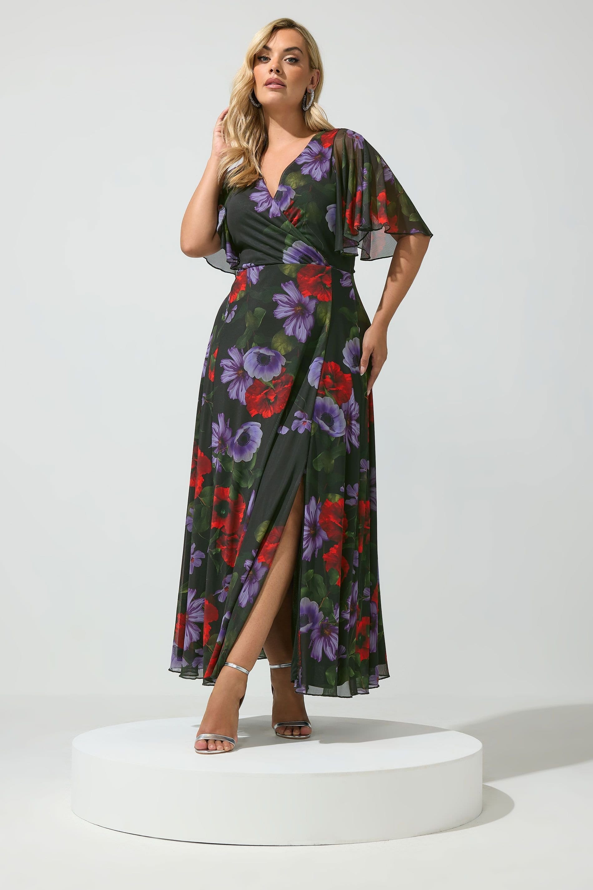Yours Yours Women's Floral Wrap Maxi Dress in Black - 4