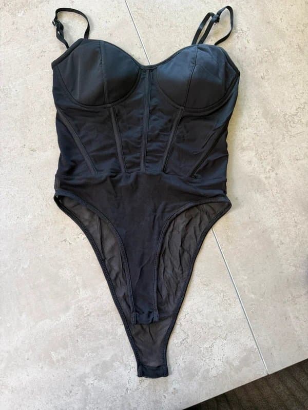 New Look Black Mesh Corset Bodysuit