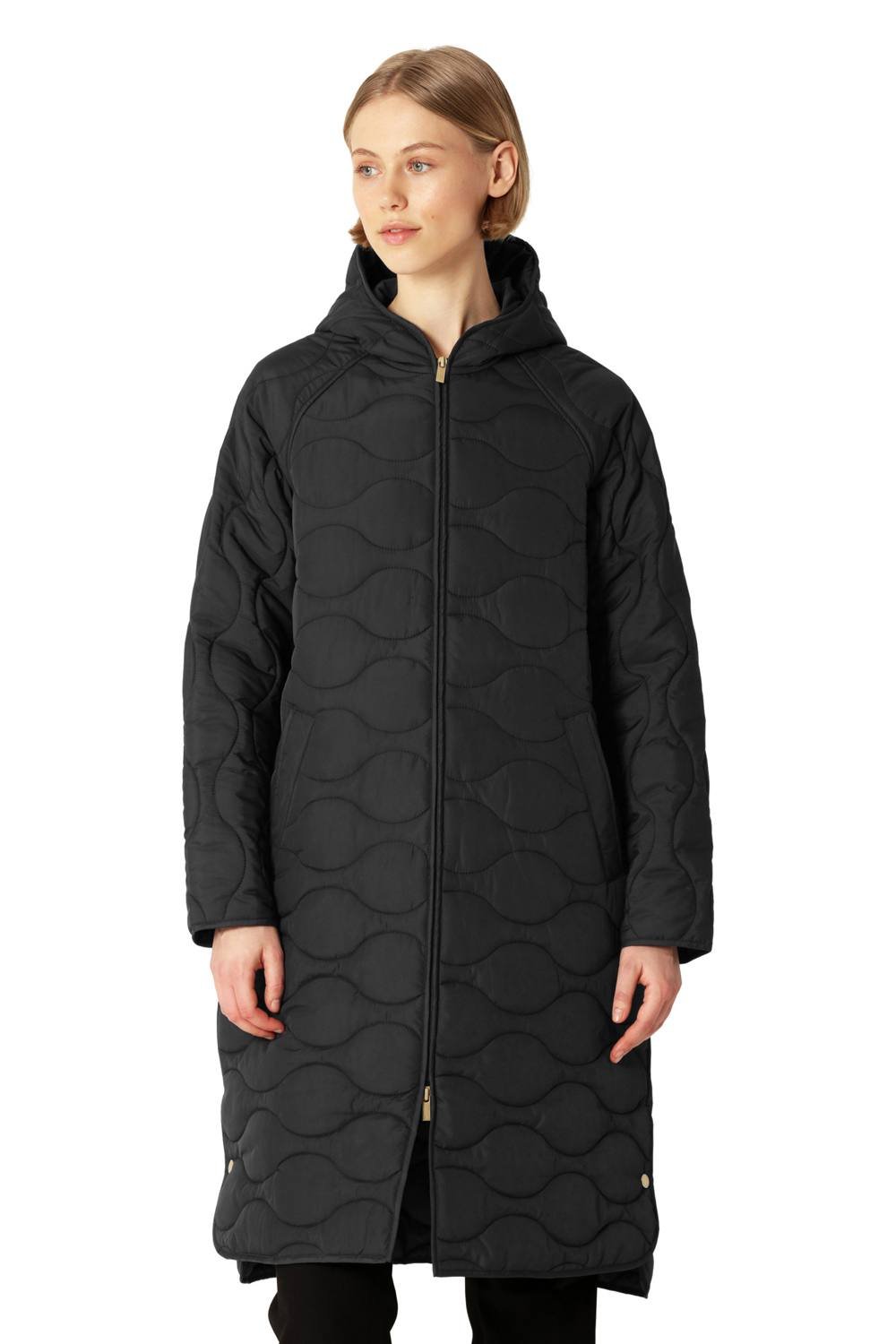 Ilse Jacobsen Ilse Jacobsen Women's Quilted Long Jacket With Hood Black - 2
