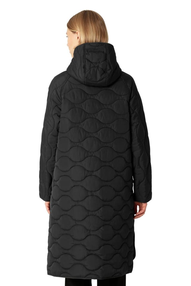 ILSE JACOBSEN Ilse Jacobsen Women's Quilted Long Jacket With Hood Black - 3