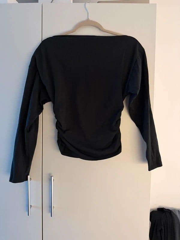 ASOS Black Ruched Side Long Sleeve Top
