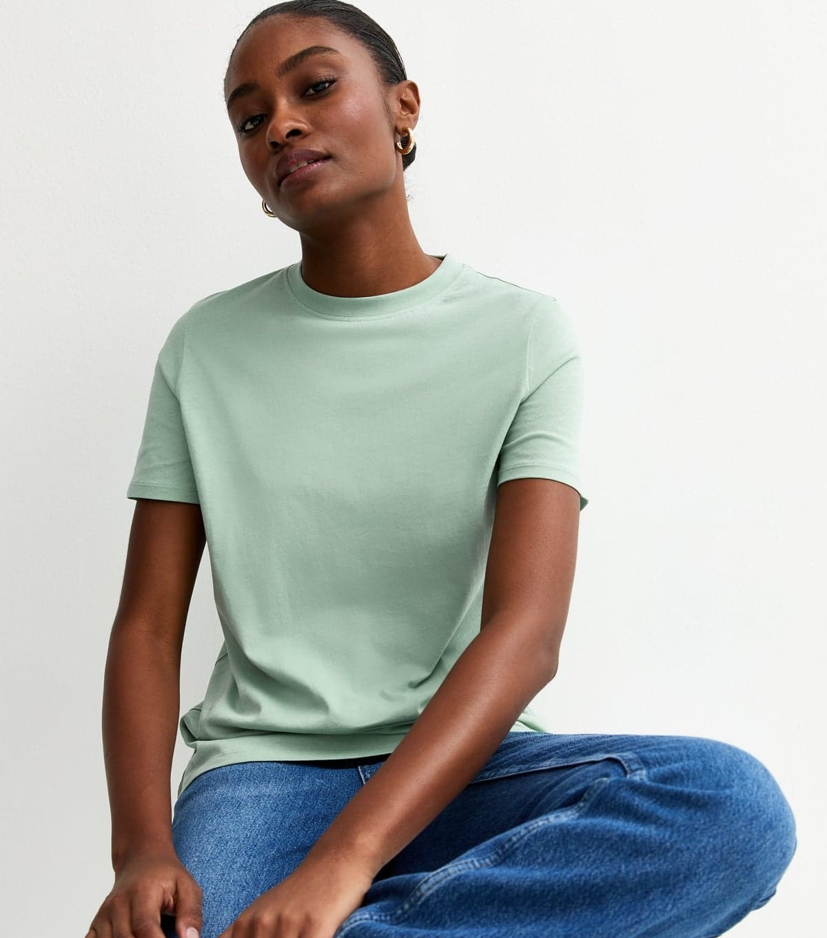 New Look Women's Mint Green Cotton Crew Neck T-Shirt New Look