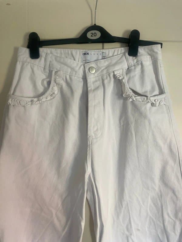 ASOS wide leg white jeans