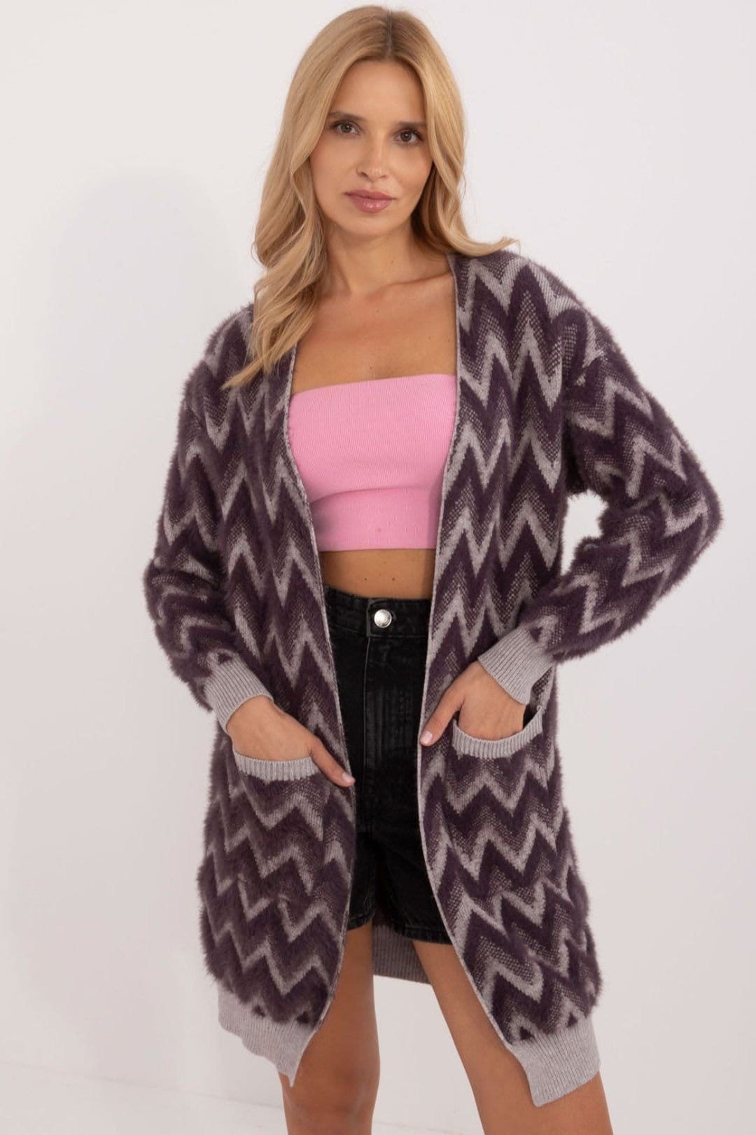 Love Lace Women's Textured Knit Pocket Throw-On Cardigan in