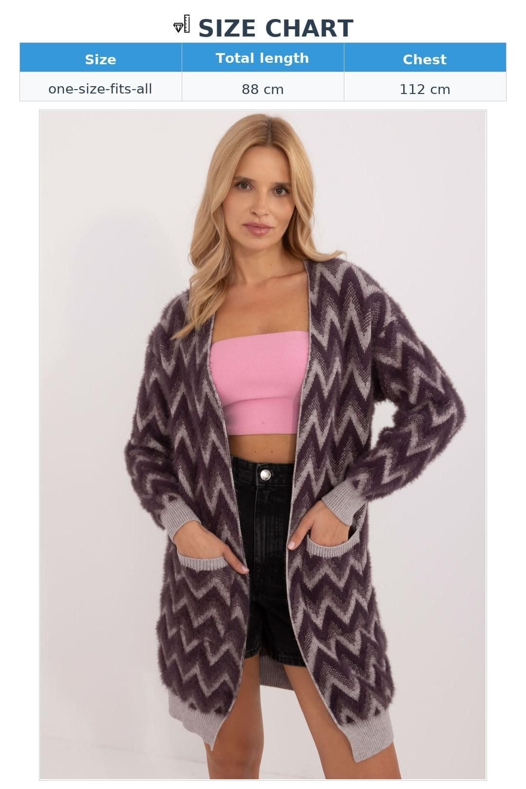 Love Lace Love Lace Women's Textured Knit Pocket Throwon Cardigan in Violet - 4