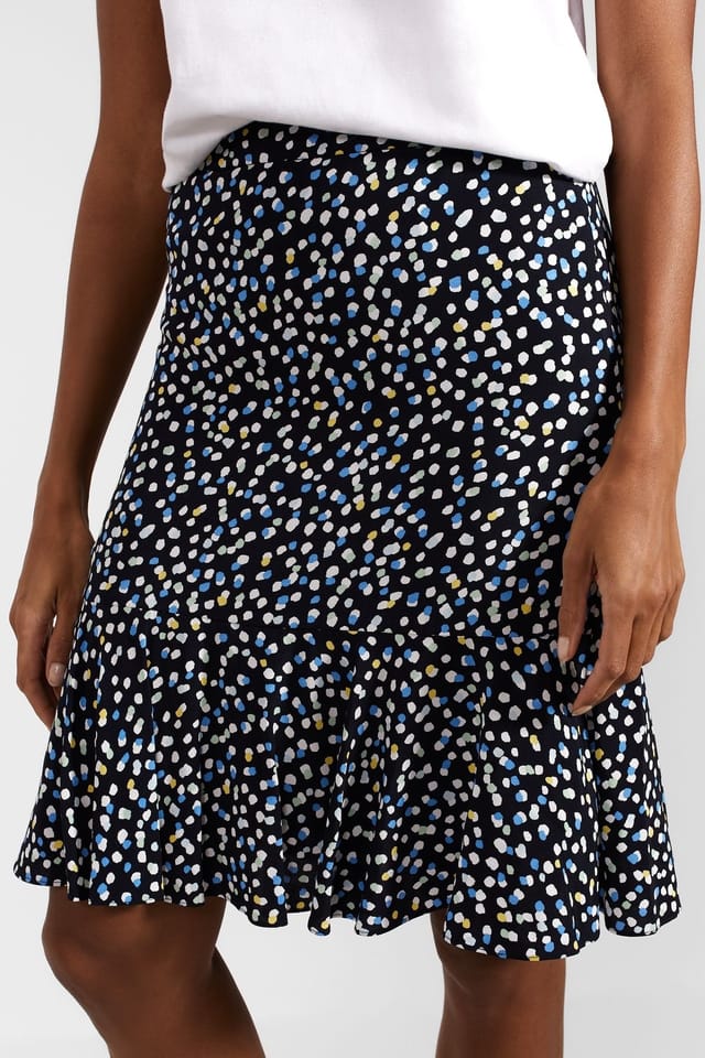 Hobbs London Hobbs London Women's Margot Mid-Rise Ruffle Hem A-Line Skirt in Dark Navy - 3