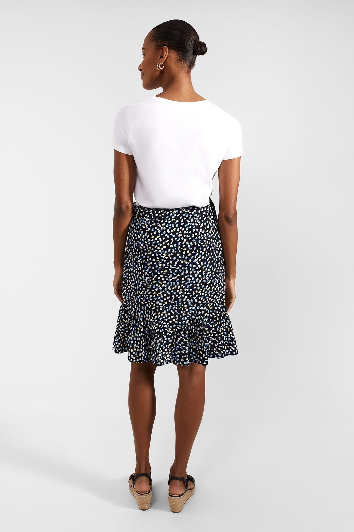 Hobbs London Hobbs London Women's Margot Mid-Rise Ruffle Hem A-Line Skirt in Dark Navy - 4