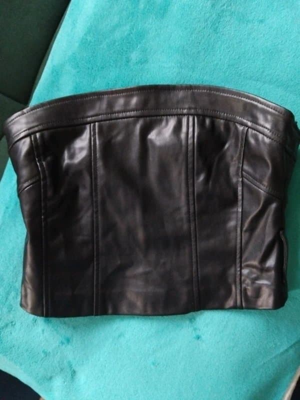 Bershka Black faux leather strapless corset