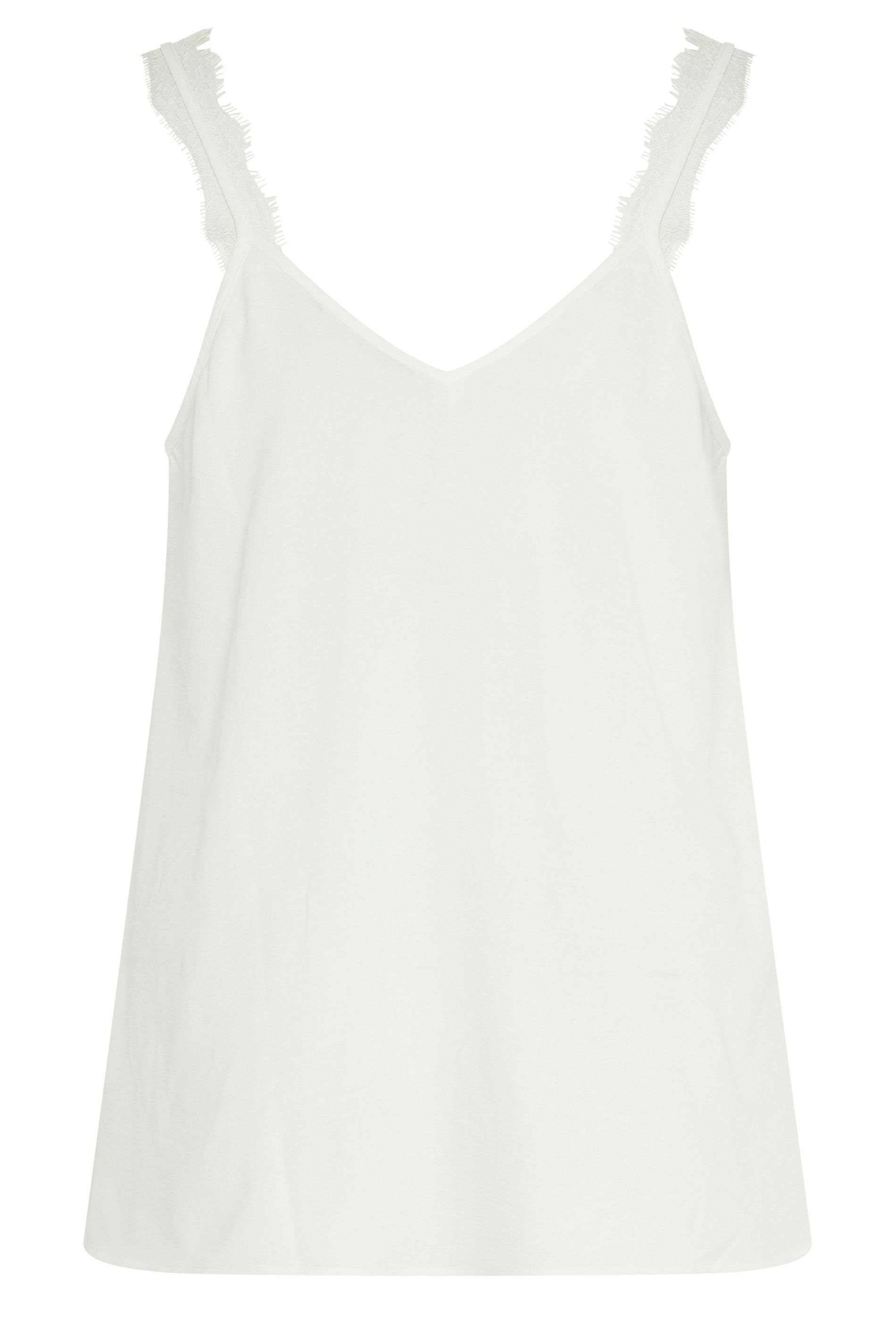 Evans Evans Women's 3 Pack Lace Trim Cami Vests in White - 4
