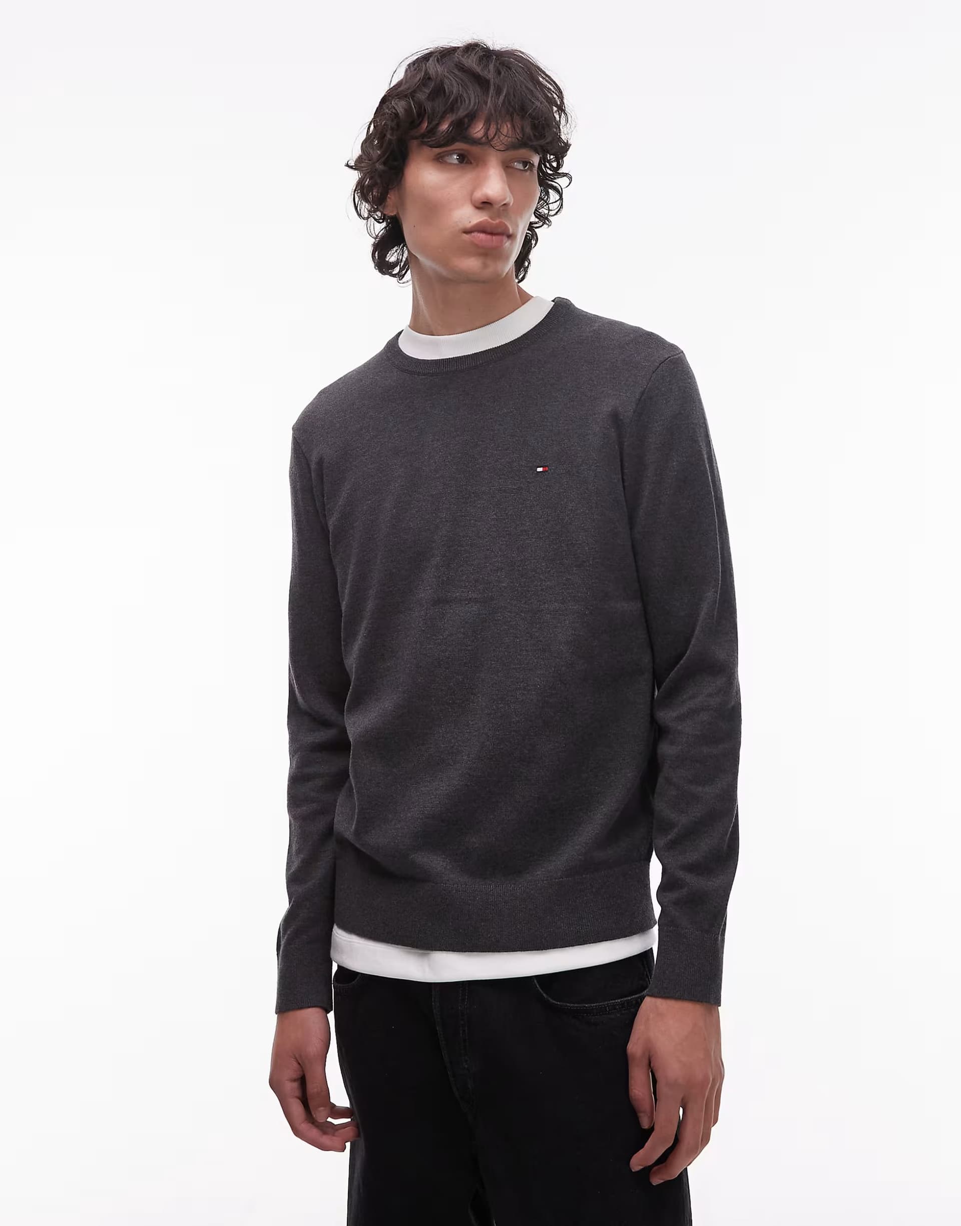 ASOS Tommy Hilfiger Dark Grey Essential Cotton Jumper