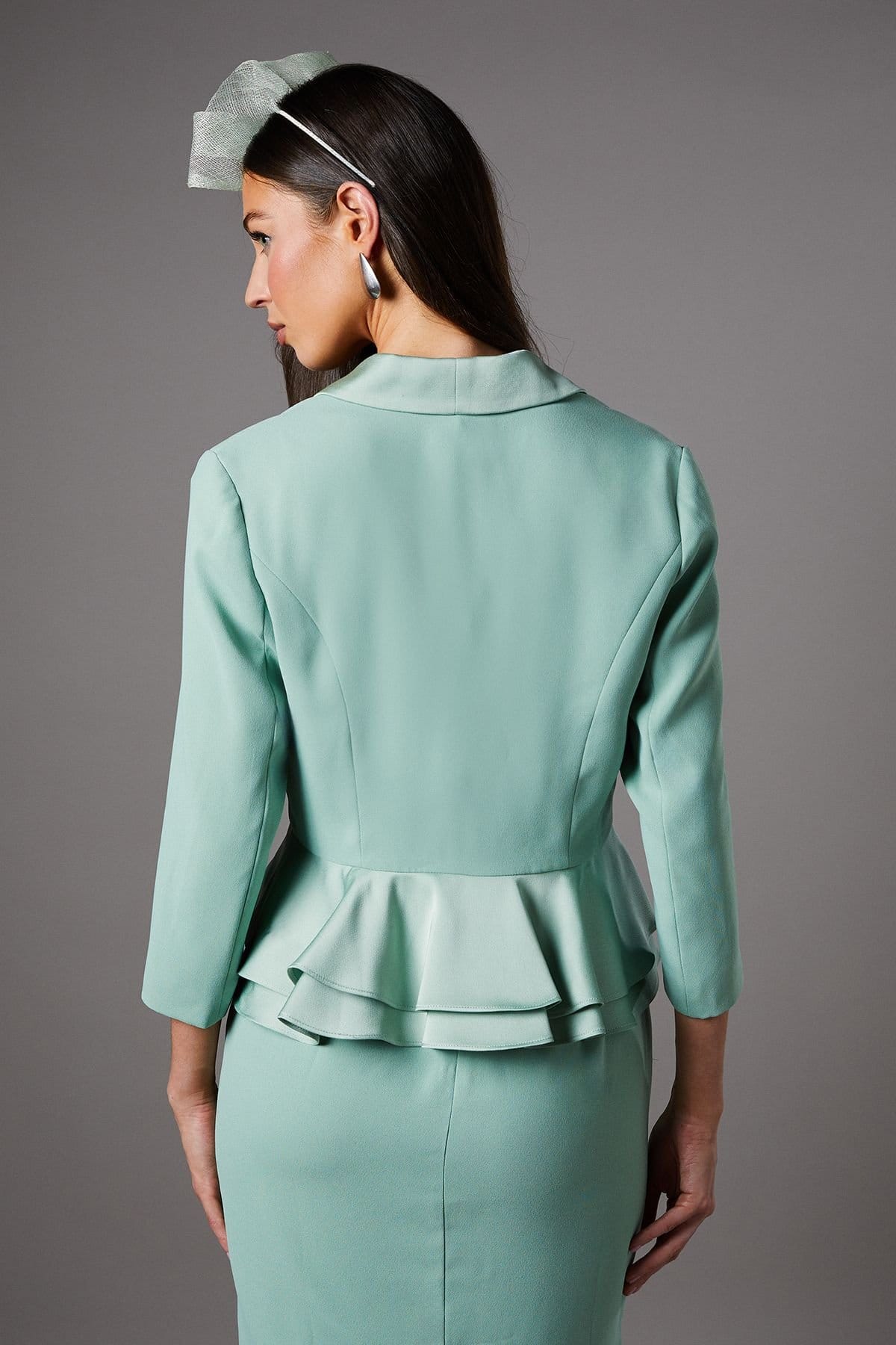 Coast Coast Women's Satin Back Crepe Tailored Jacket With Peplum in Sage - 4