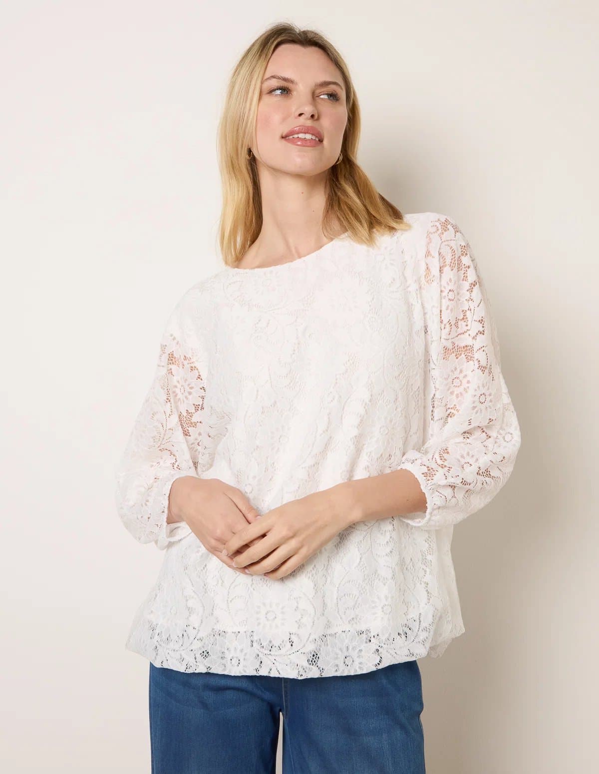 Blue Vanilla Lace Puffball Batwing Top
