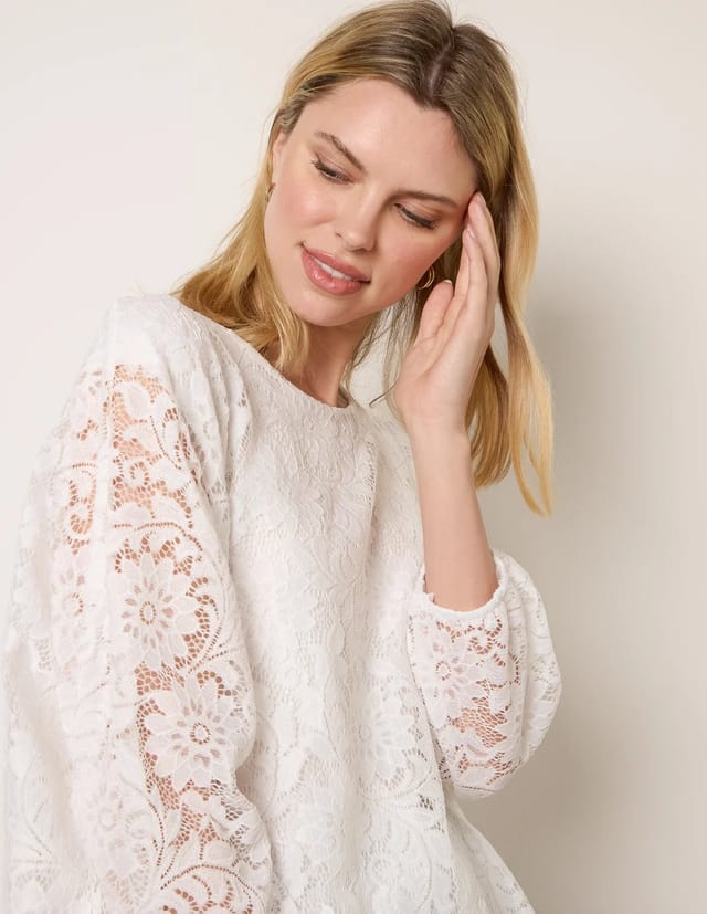 Blue Vanilla Lace Puffball Batwing Top - 2